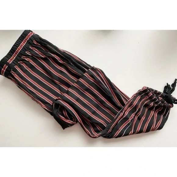 Anthropologie • Black Red Striped Jogger Pants - Picture 1 of 8
